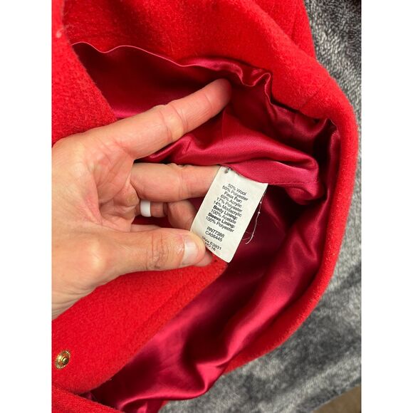 J. Crew Wool Blend Lined Faux Fur Hooded Coat Jacket Pockets Red Women's 4 - Picture 6 of 13